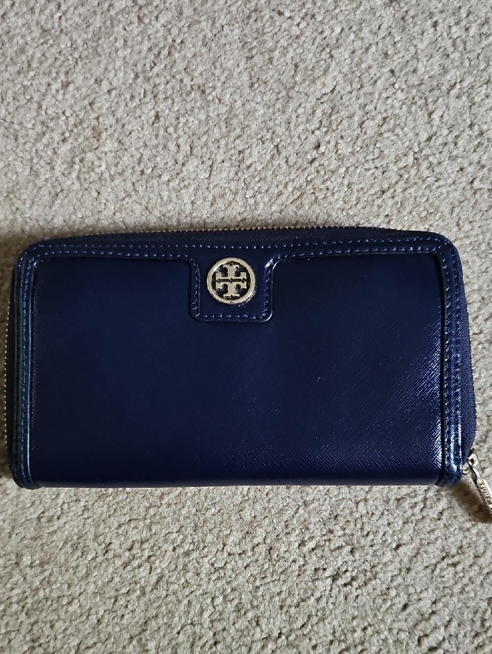Tory Burch Navy Zip-Around Wallet